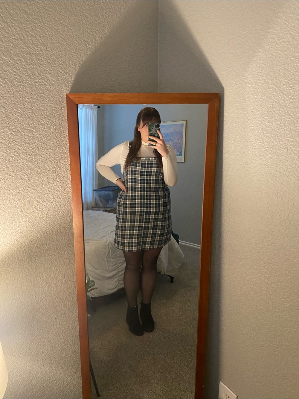 American Eagle Outfitters Green, Black, & Gray Plaid Mini Dress